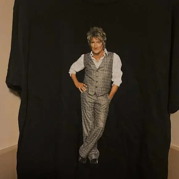Rod Stewart Concert T-Shirt Men's Size L Large Double-Sided Tour 2007 Black - Picture 2 of 3